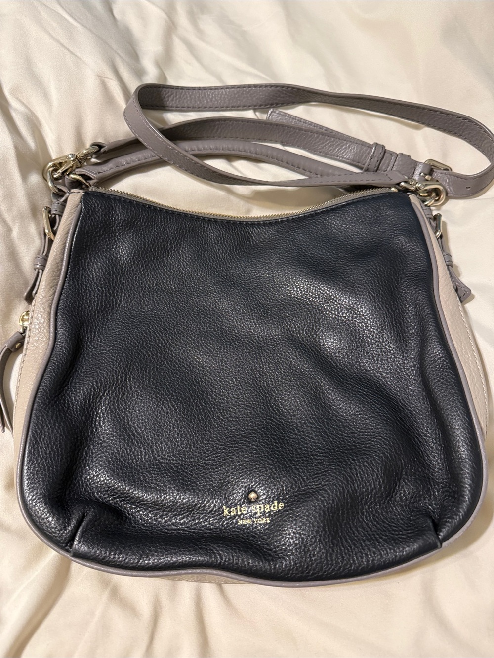 kate spade Black & Grey Leather Crossbody Shoulder Bag